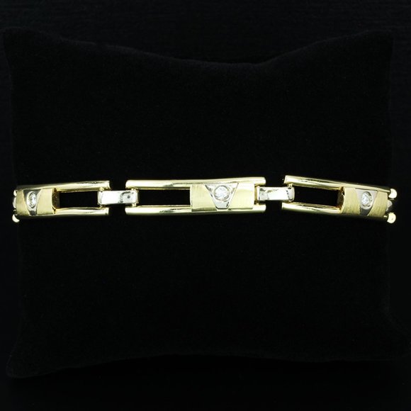 Vintage 14K Yellow Gold Sliding Diamond Anniversary Fancy Link Bracelet - Picture 4 of 6